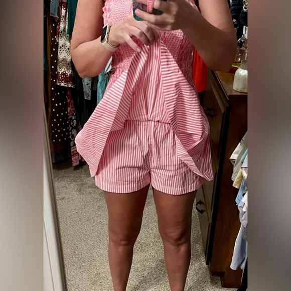 NWT! Anthropologie Pink Celandine Strapless Drop-Waist Mini Romper - Size XL 🟤 - Picture 6 of 8